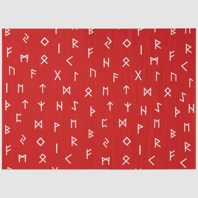 Viking Runes on Red Background Tissue Paper (Front)