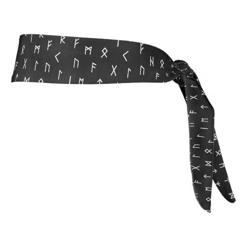 Viking Runes Pattern on Black Background Tie Headband