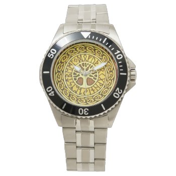 Viking Runes With Tree Stainless Steel Watch by Romanelli at Zazzle