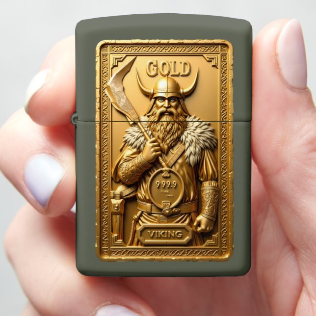 Viking Sage Gold Bullion Zippo Lighter (In Hand)