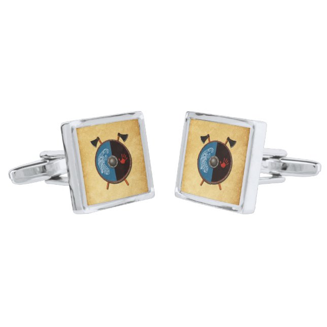 Viking Shield and Axes Cufflinks (Angled)
