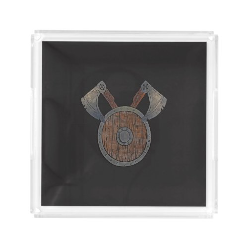 Viking Shield  Axes Acrylic Tray