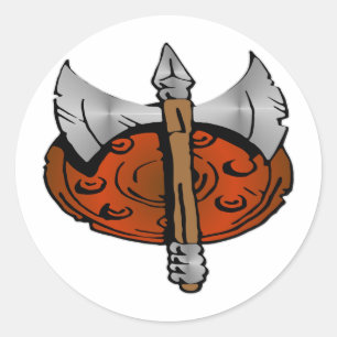 Viking Shield & Battle Ax Classic Round Sticker