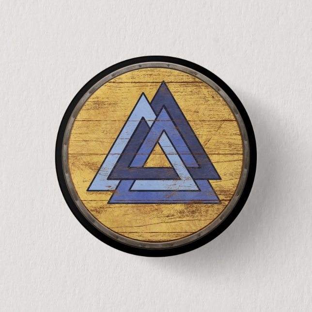 Viking Shield Emblem - Valknut Pinback Button (Front)