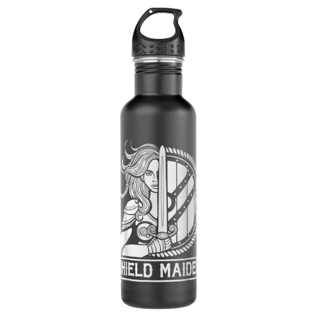 Viking Shield Maiden Female Warrior Norse Mytholog Stainless Steel Water Bottle (Front)