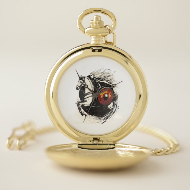 Viking Shield Maiden Unicorn (1) Pocket Watch (Inside)
