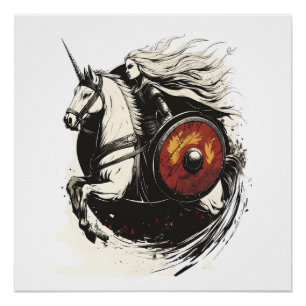 Viking Shield Maiden Unicorn (1) Poster