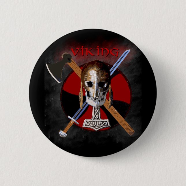 VIKING - Shield Skull Button (Front)
