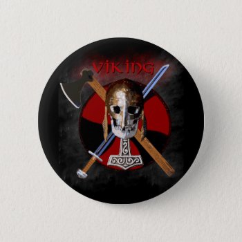 Viking - Shield Skull Button by andersARTshop at Zazzle