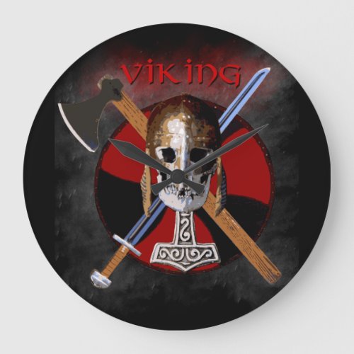 VIKING _ Shield Skull Clock