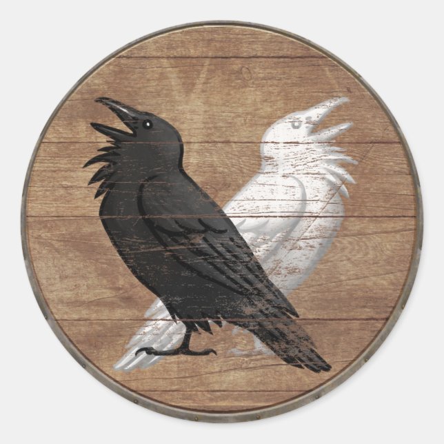 Viking Shield Sticker - Odin's Ravens (Front)