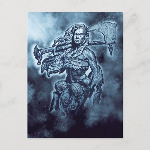 VIKING Shieldmaiden Fierce Female Warrior Art Postcard