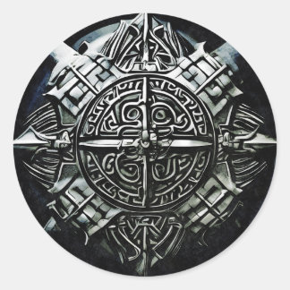 Viking shields the first line of defense  classic round sticker