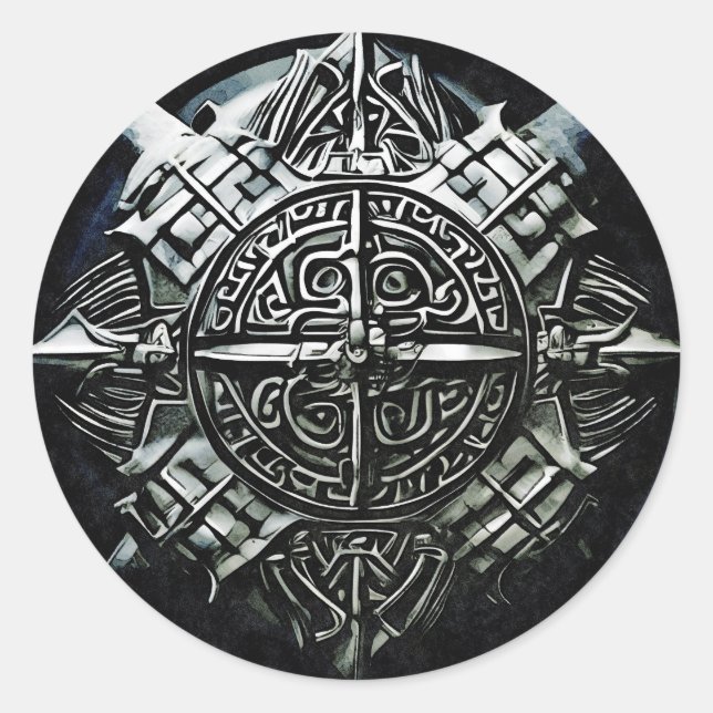 Viking shields the first line of defense  classic round sticker (Front)