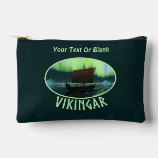 Viking Ship And Northern Lights