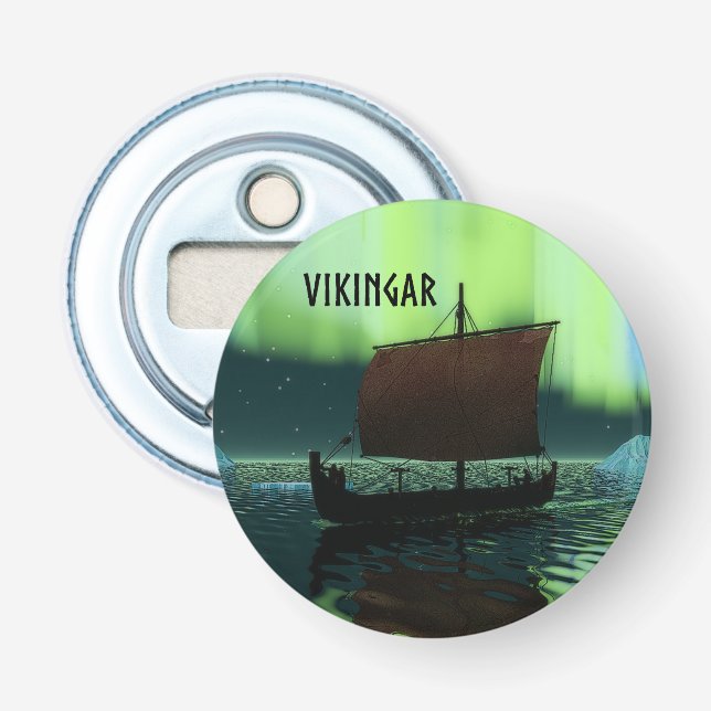 Viking Ship And Northern Lights Bottle Opener (Front)