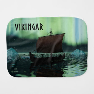 Viking Ship And Northern Lights Burp Cloth