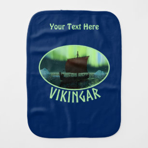 Viking Ship And Northern Lights Burp Cloth