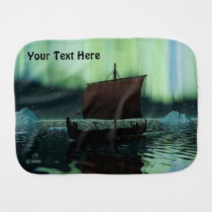 Viking Ship And Northern Lights Burp Cloth