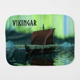 Viking Ship And Northern Lights Burp Cloth