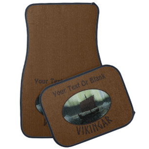 Viking Ship And Northern Lights Car Floor Mat
