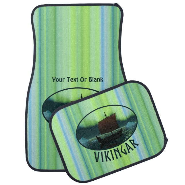 Viking Ship And Northern Lights Car Floor Mat (Set)