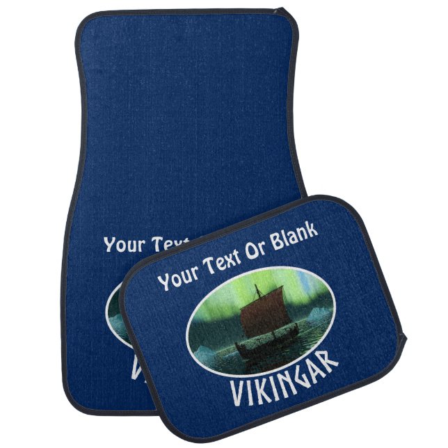 Viking Ship And Northern Lights Car Floor Mat (Set)