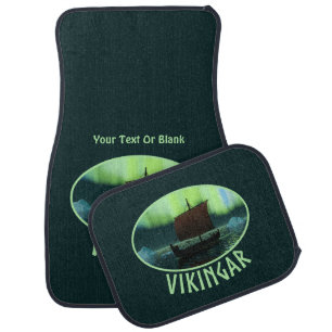 Viking Ship And Northern Lights Car Floor Mat