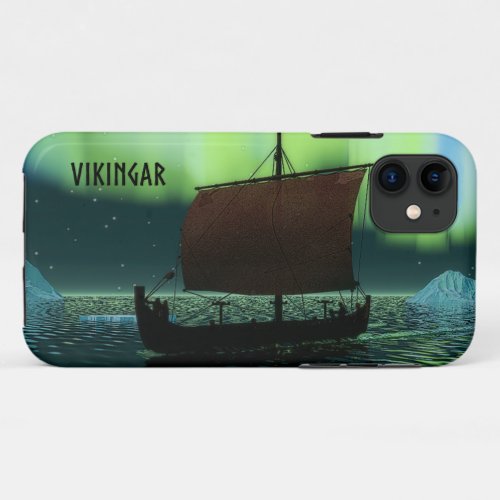 Viking Ship And Northern Lights iPhone 11 Case
