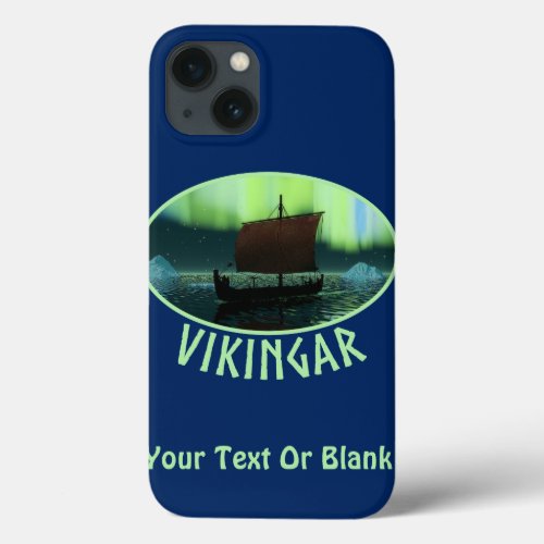 Viking Ship And Northern Lights iPhone 13 Case