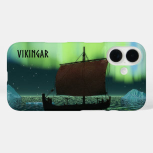 Viking Ship And Northern Lights iPhone 16 Case