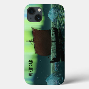 Viking Ship And Northern Lights iPhone 13 Case