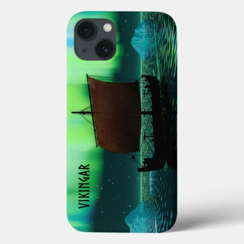 Viking Ship And Northern Lights iPhone 13 Case