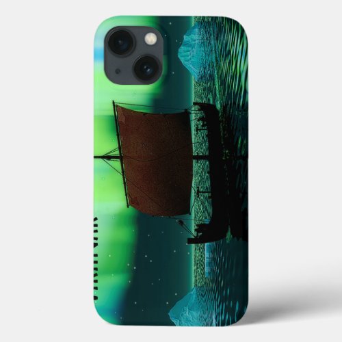 Viking Ship And Northern Lights iPhone 13 Case