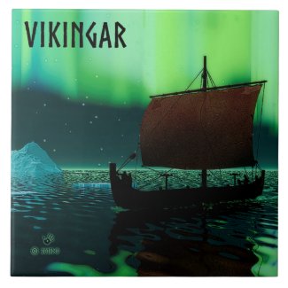 Viking Ship And Northern Lights