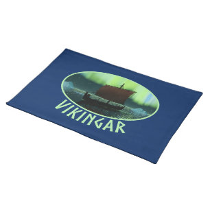 Viking Ship And Northern Lights Cloth Placemat