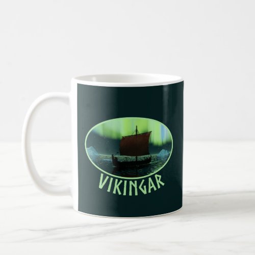 Viking Ship And Northern Lights Coffee Mug