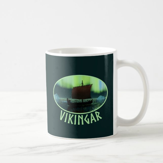 Viking Ship And Northern Lights Coffee Mug (Right)
