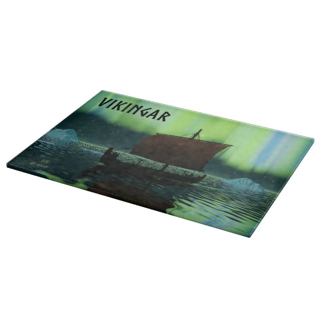 Viking Ship And Northern Lights Cutting Board (Corner)