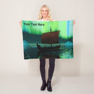 Viking Ship And Northern Lights