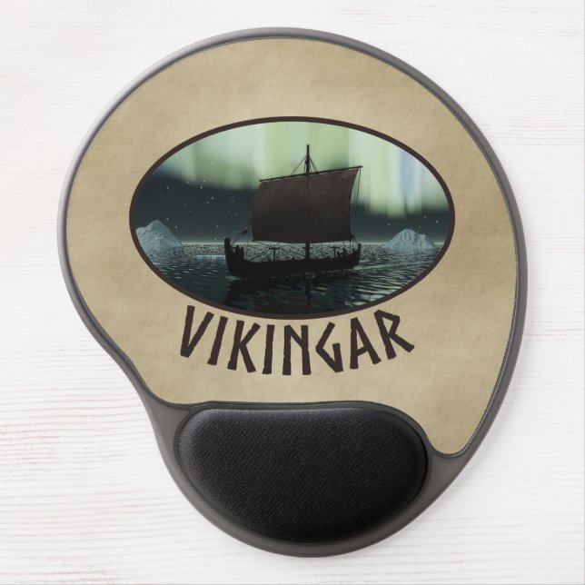 Viking Ship And Northern Lights Gel Mouse Pad (Front)