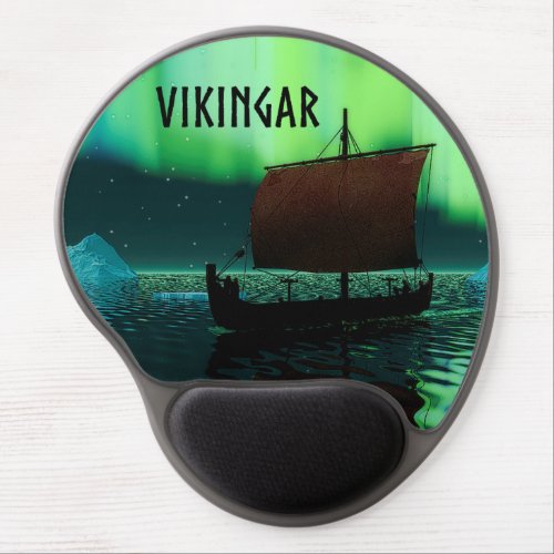 Viking Ship And Northern Lights Gel Mouse Pad