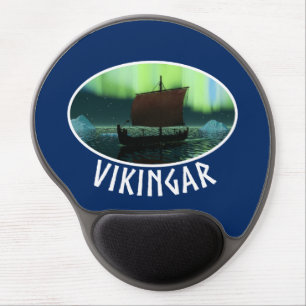 Viking Ship And Northern Lights Gel Mouse Pad