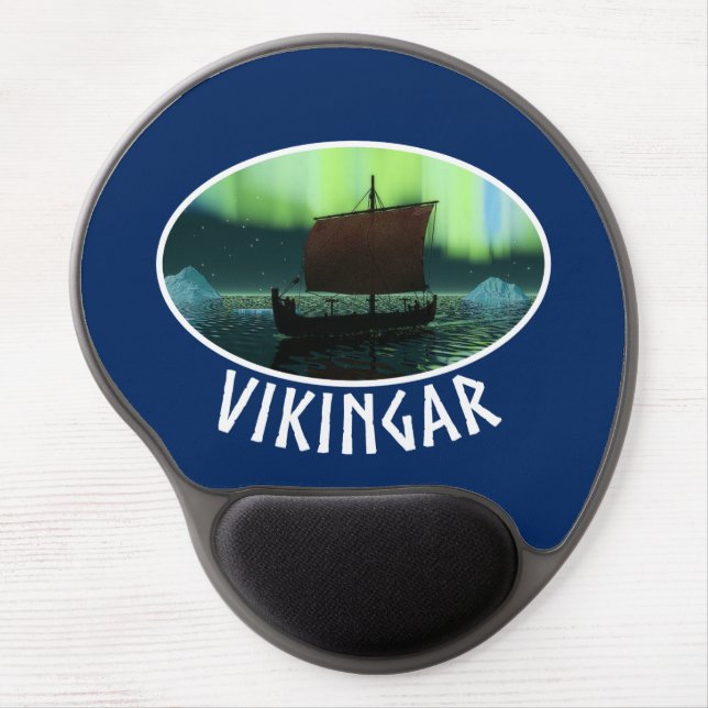 Viking Ship And Northern Lights Gel Mouse Pad (Front)
