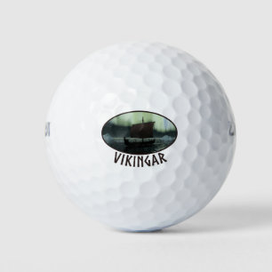 Viking Ship And Northern Lights Golf Balls