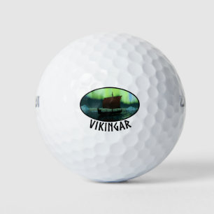 Viking Ship And Northern Lights Golf Balls