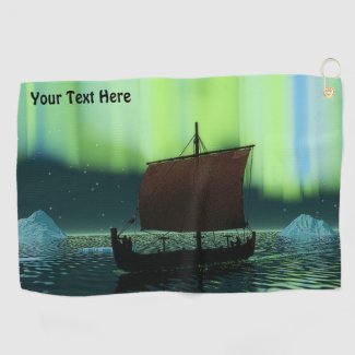 Viking Ship And Northern Lights
