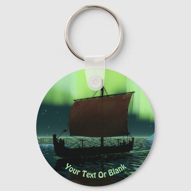 Viking Ship And Northern Lights Keychain (Front)