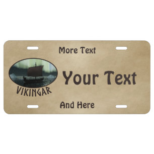 Viking Ship And Northern Lights License Plate