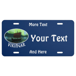 Viking Ship And Northern Lights License Plate
